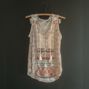 Style & Co. Tribal Print Tank Top - Orange and Gray
